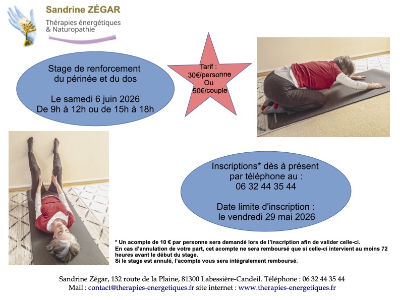Stage renforcement du périnéée à Graulhet le 6 Juin 2026