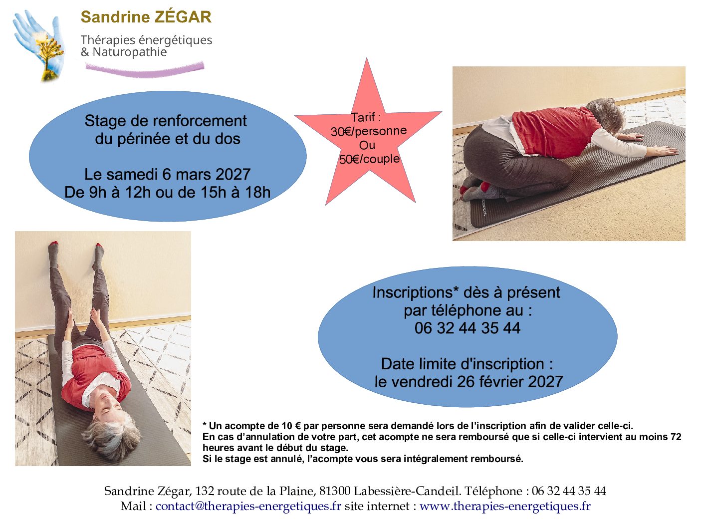 Stage renforcement du périnéée à Graulhet le 6 Juin 2026